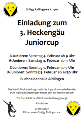 Fußball A u. B Junioren: Hallenturnier in Aidlingen @ Buchhaldenhalle