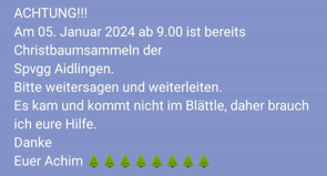 Christbaumsammelaktion der Fußballer